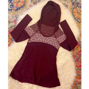 Free People Burgundy Hooded Sweater